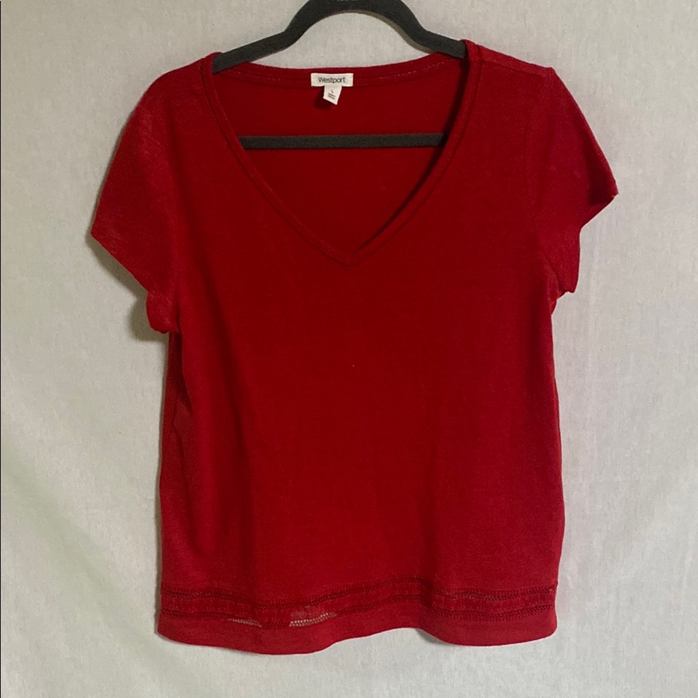 Westport Red Fitted Short Sleeve Top Large Tomato Girl